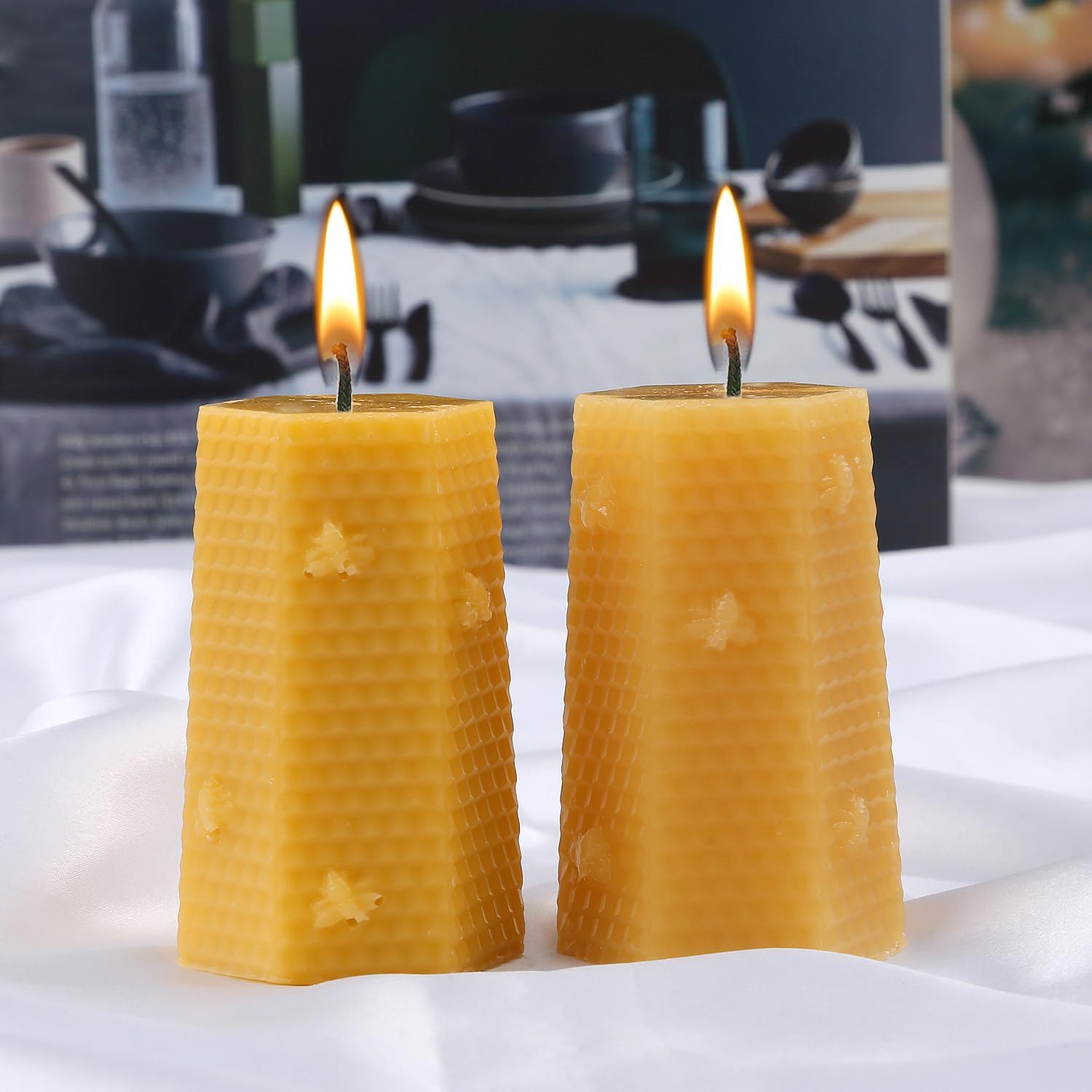 Beeswax Pillar Candles Set of 2, Beeswax Candles Clearance