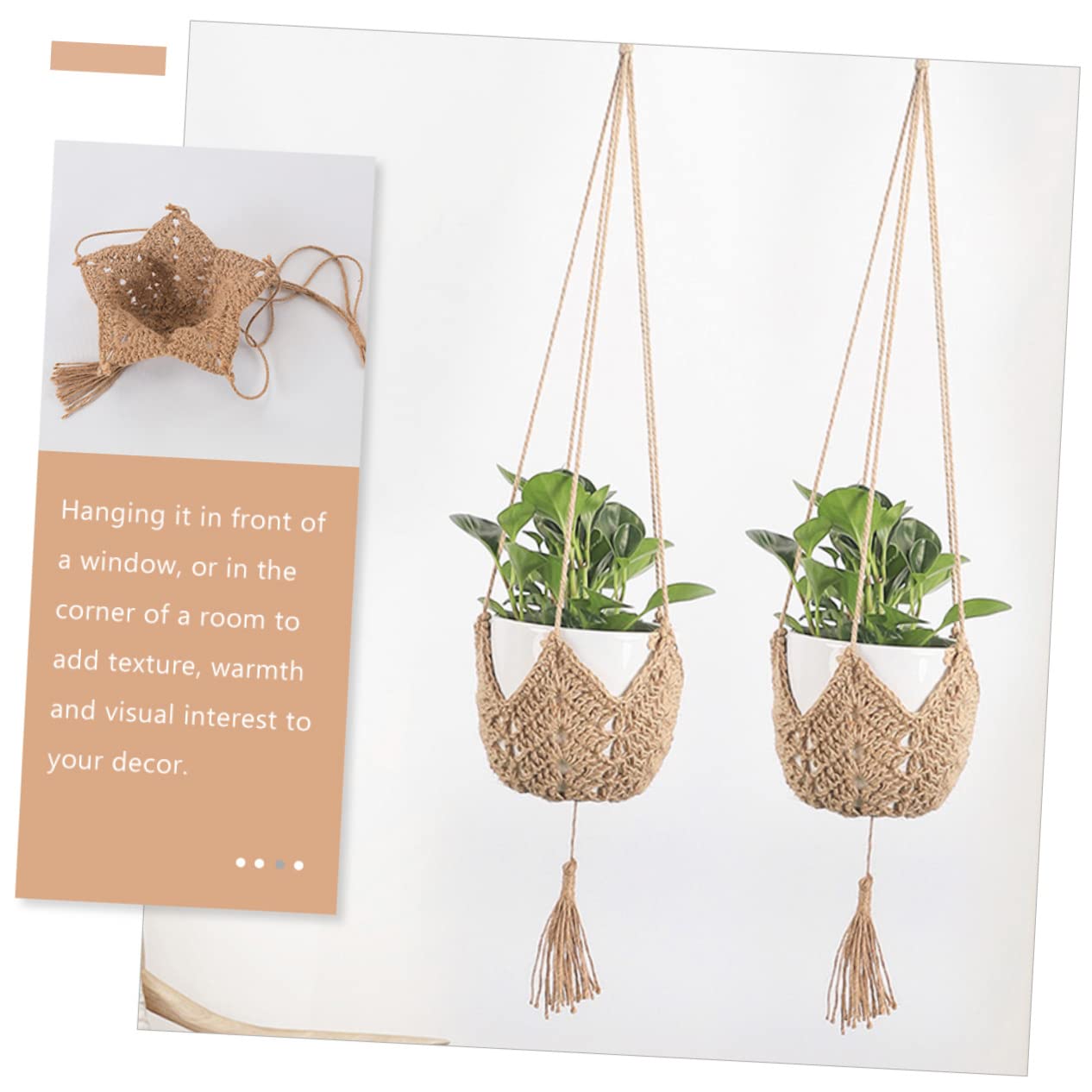 Yardwe 3 Set Di Portavasi Da Giardino in Macramè Decorazione Rustica Fioriera Sospesa Multiuso Per La Decorazione Della Casa 2 Pezzi * 3
