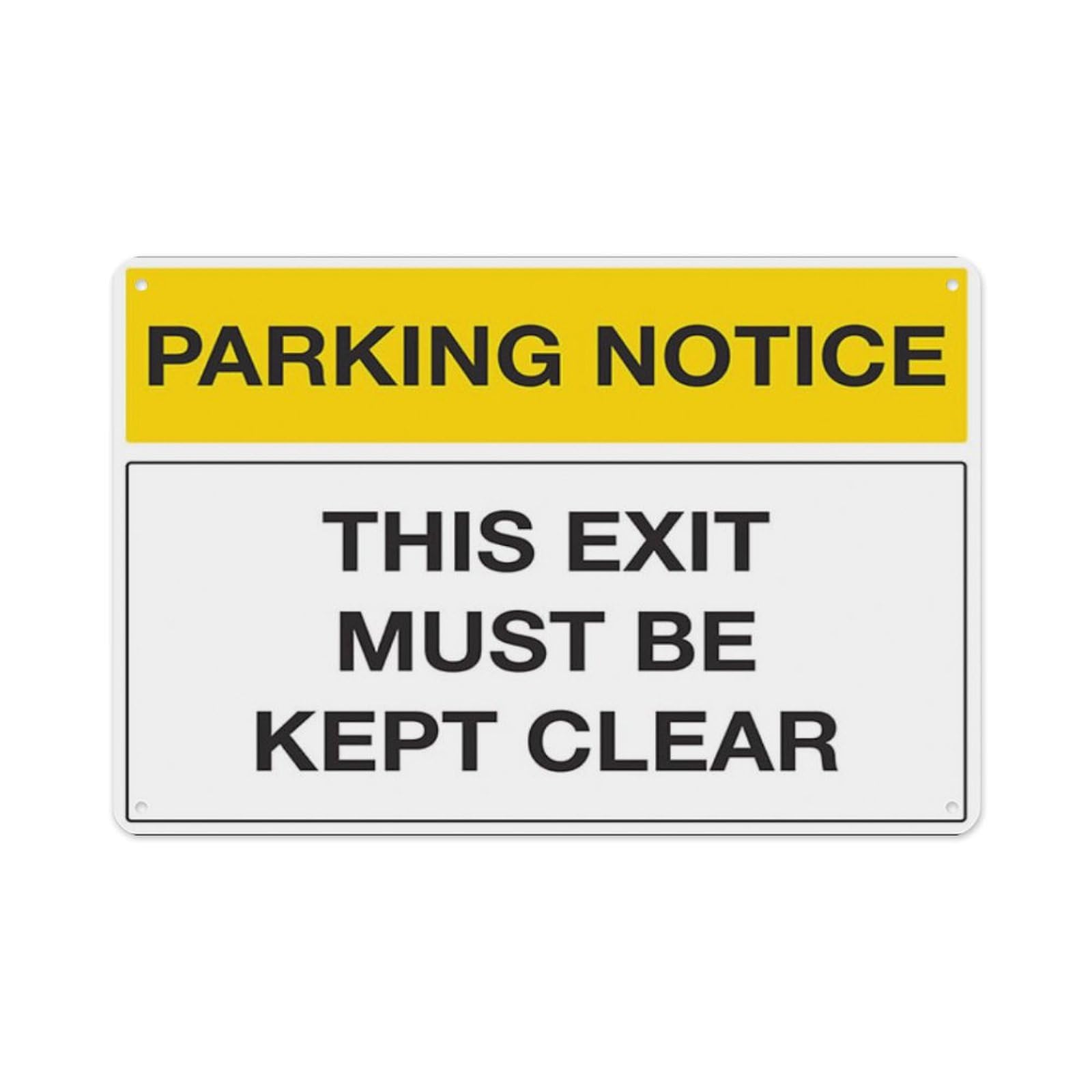 peiyeety Parking Notice - This Exit Must Be Kept Clear Aluminum Tin Warning Signs For Home Outdoor Garden 8X12 Inches