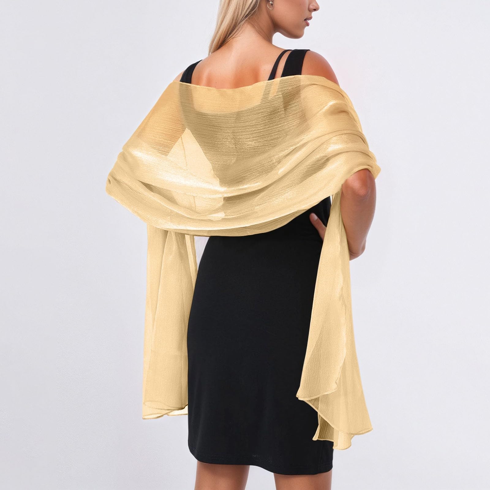 Stola Elegante Donna Cerimonia, Chiffon Scialle Tinta Unita Wrap Stola, Sciarpa Donna Estiva, stola Raso Chiffon Coprispalle per Abiti da Sera, Matrimoni, Festa Regalo