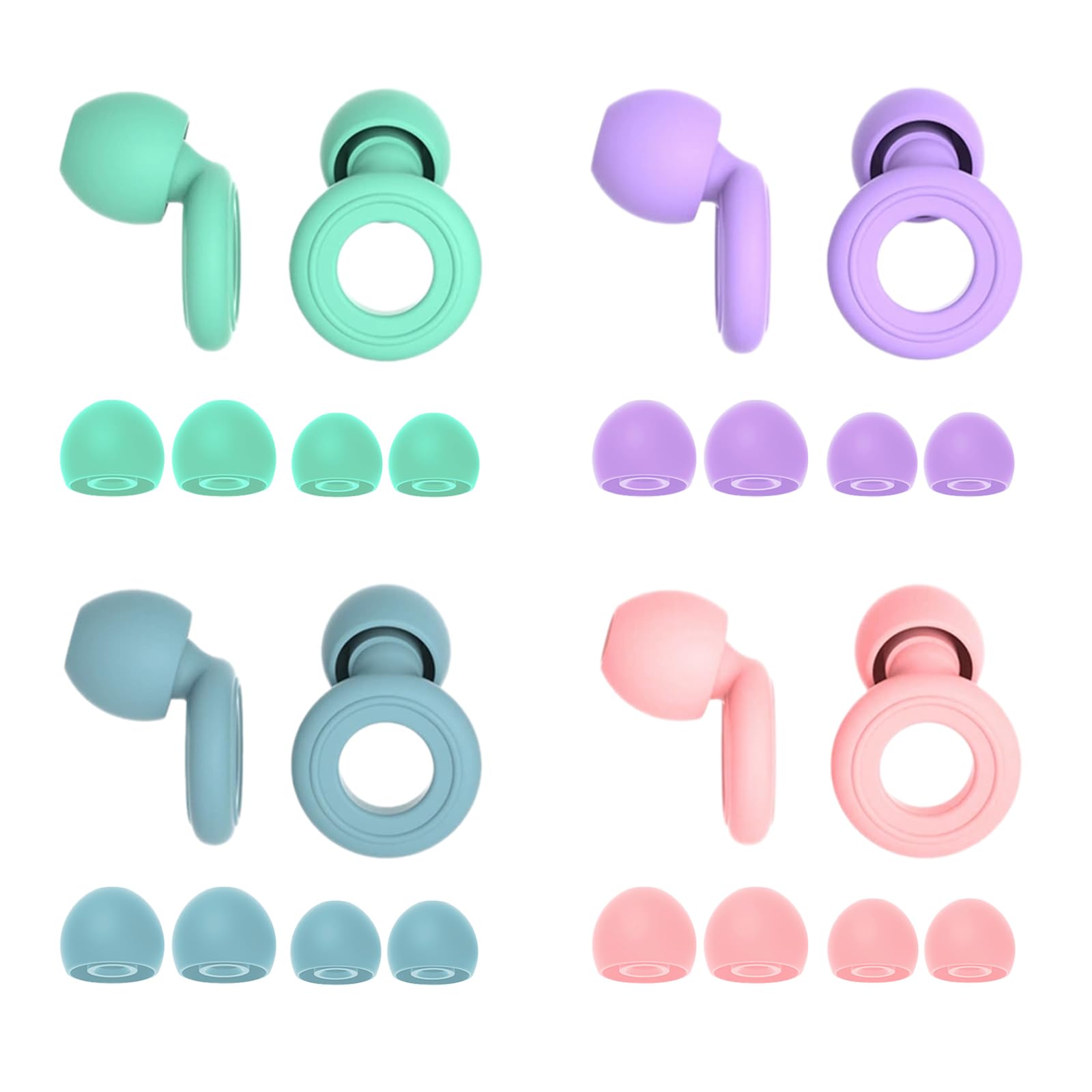 4 Pack Reusable Silicone Ear Plugs for Sleep, 28dB Reducing Noise Cancelling Earplugs with...