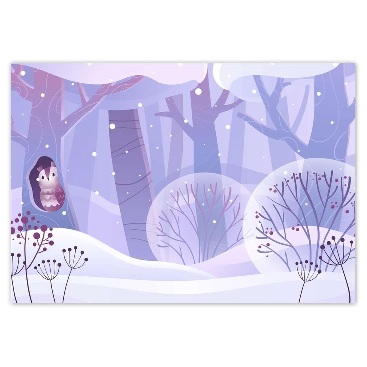Papier peint hibou en hiver intissé lavable grand format