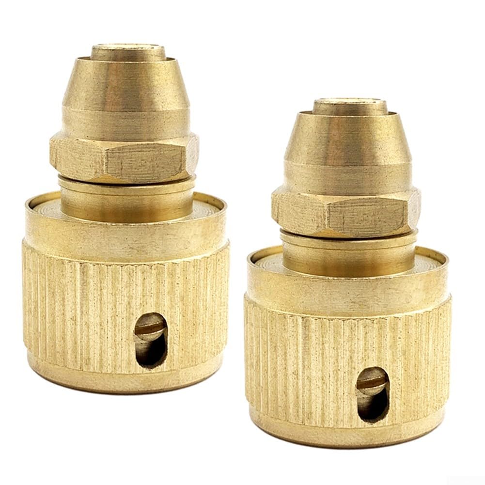 2PCS Brass Garden Faucet Hose Connectors, Hose End Quick Connect Fittings 3/8 Inch Hose Quick Connectors Threaded Faucet Connector Adapter for Watering Car Washes