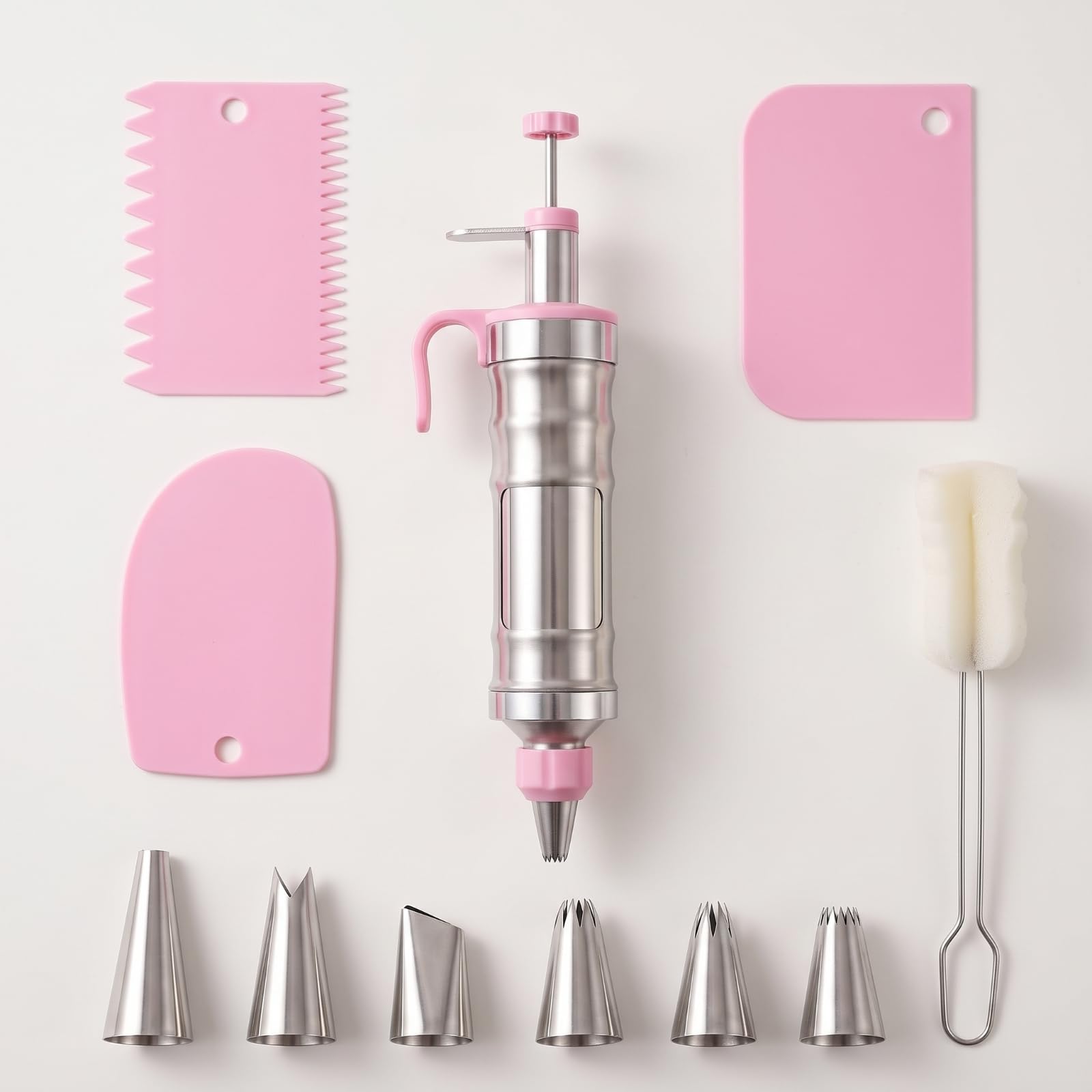 Gebäckspritze mit Tüllen, Rosa, color to 2, 13-Teilig