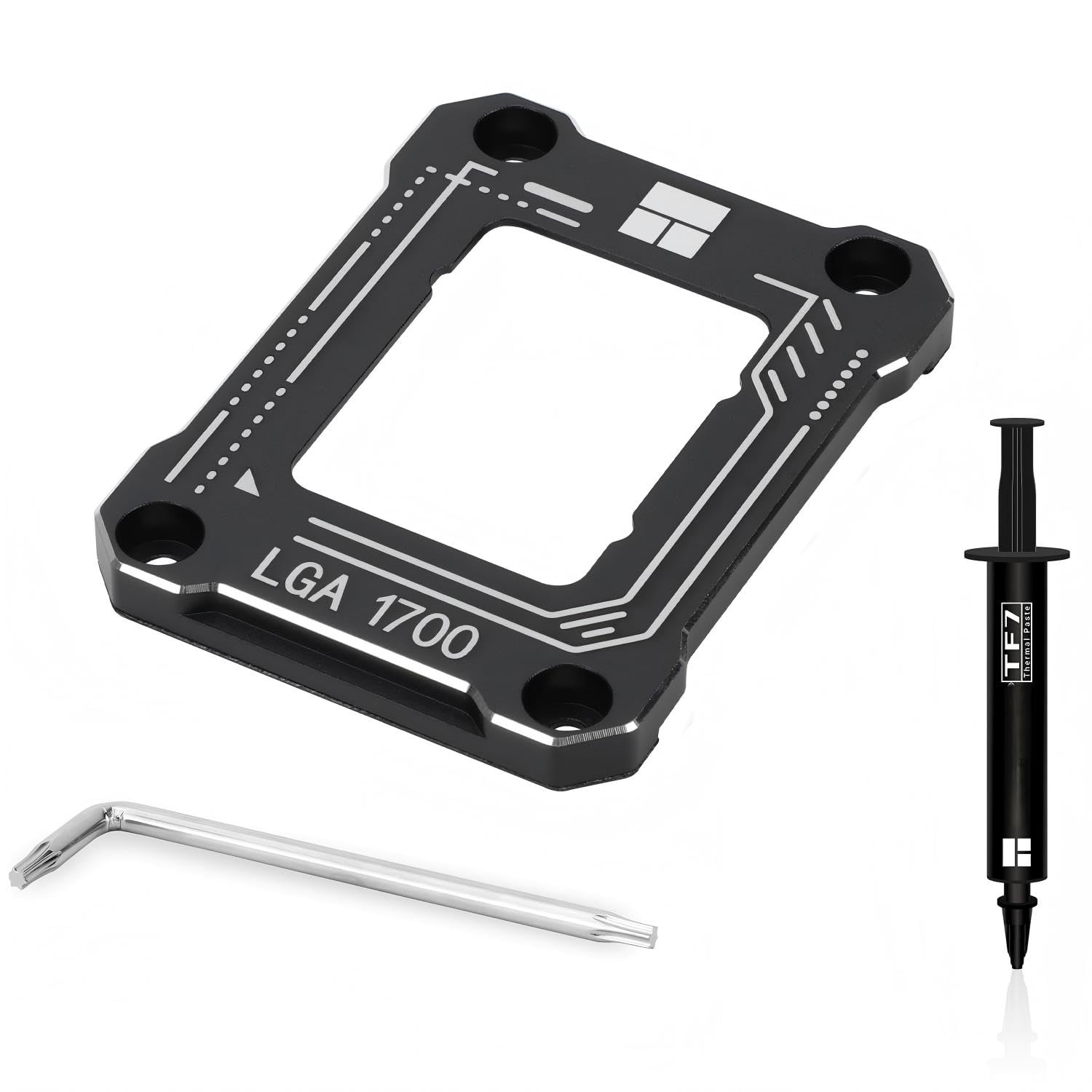 For Intel 12th/13th Gen LGA 1700 Bending Bracket Frame, CPU Snap Replacement Bracket/Aluminum CPU Stress Bending Correction Fixture, Standard for Coolers (Black)