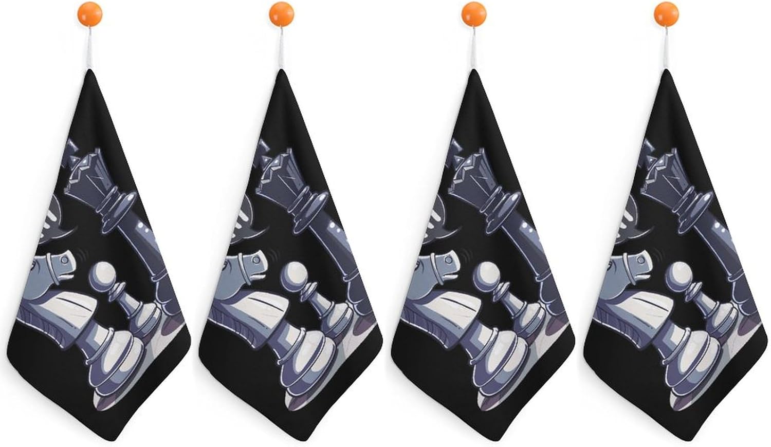 Checker Knightes Ni Hand Towels for Bathroom Kitchen Towels Small Towel Handkerchiefs with Hanging Loop 4PCS