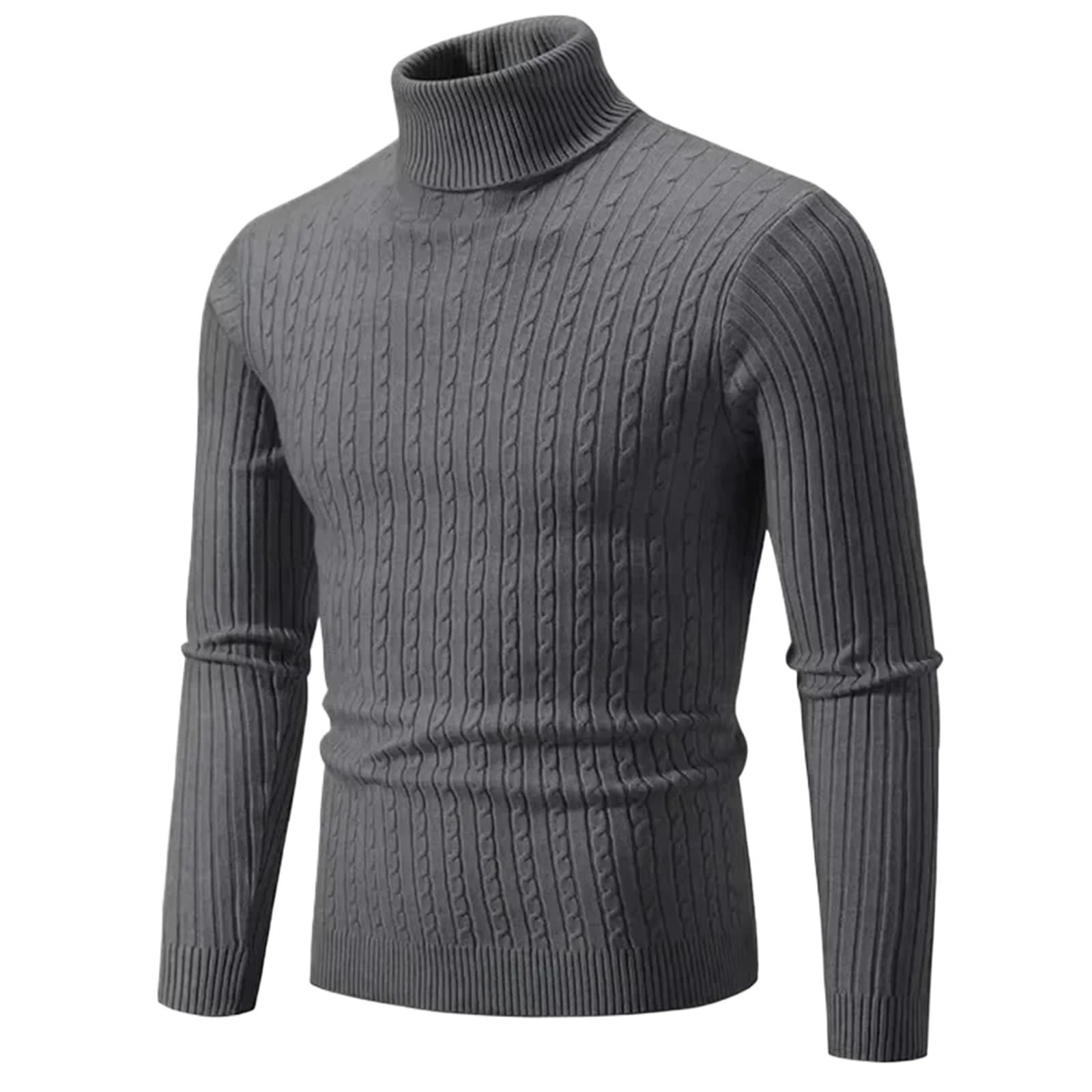 Jersey De Cuello Alto Para Hombre Suéteres de cuello alto cálidos de punto for hombres Color sólido Slim Fit Jersey de moda for hombres Tops de invierno al aire libre Para El Calor Exterior De Los Hom
