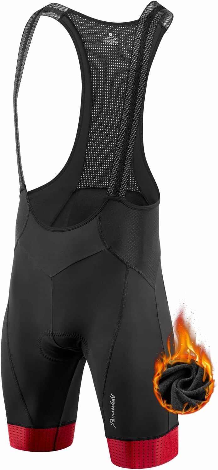 Przewalski Men's Cycling Bib Short Thermal 4D Padded Fleece Lined Biking Shorts Breathable Bike Bib Tights