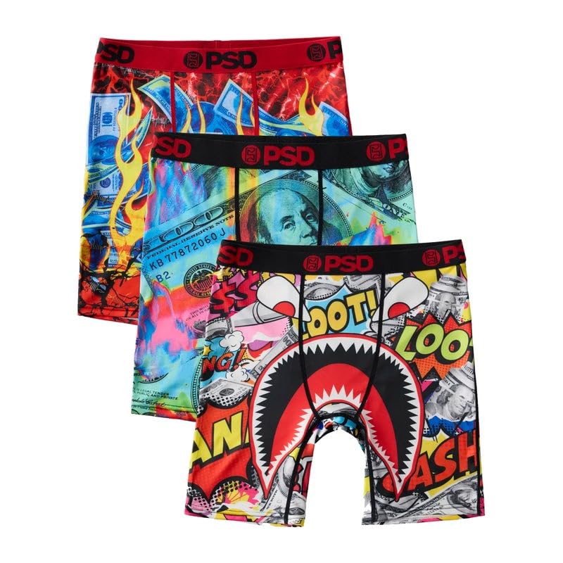 PSD Underwear Boys Boxer Brief 2 Packs - Various Print Comfortable Active Underwear for Boys Kids Boys Underwear