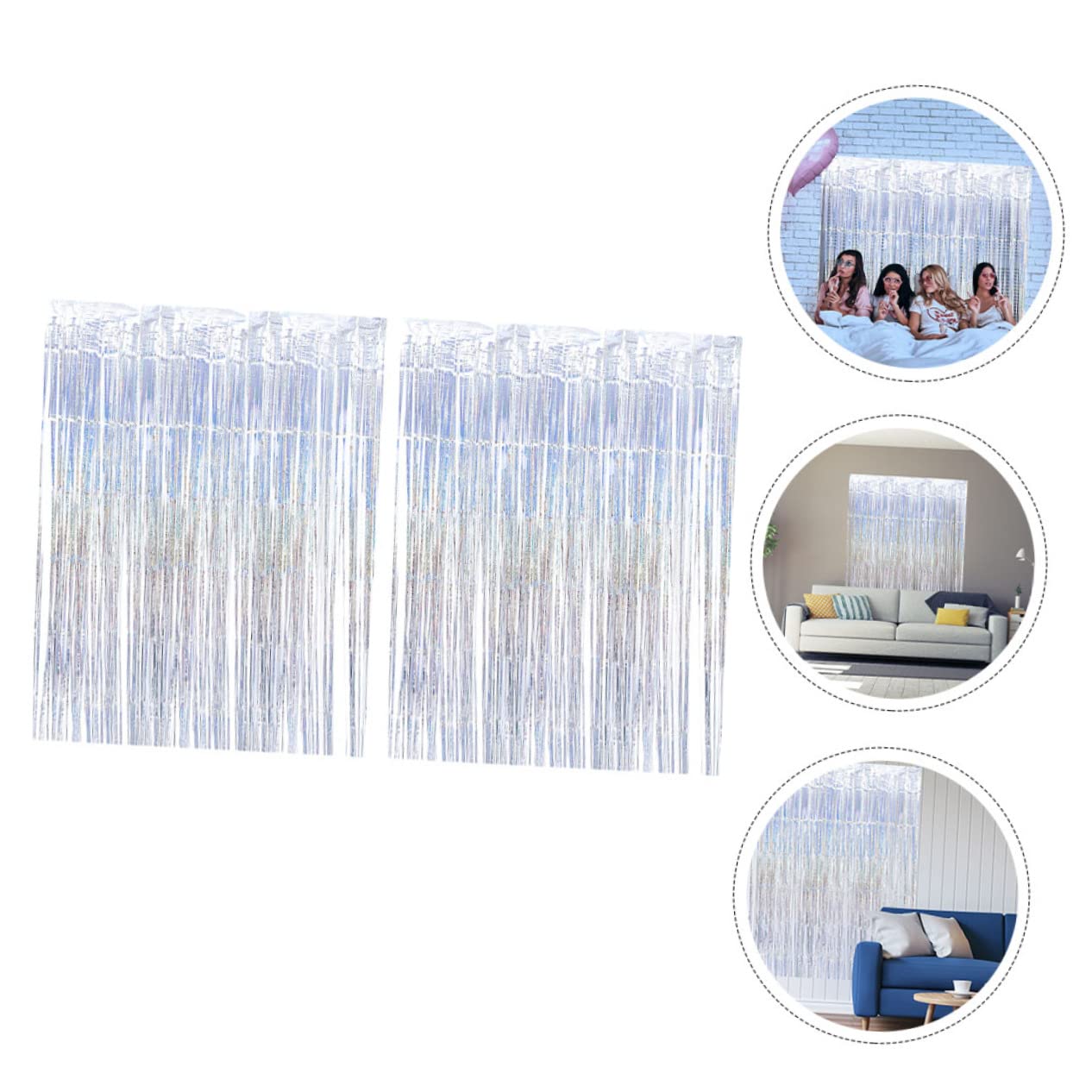 PRETYZOOM 2pcs Tinsel Fringe Backdrop Curtain Shimmering Foil Decoration for Birthday Parties Showers Weddings and Graduations Hanging Decor