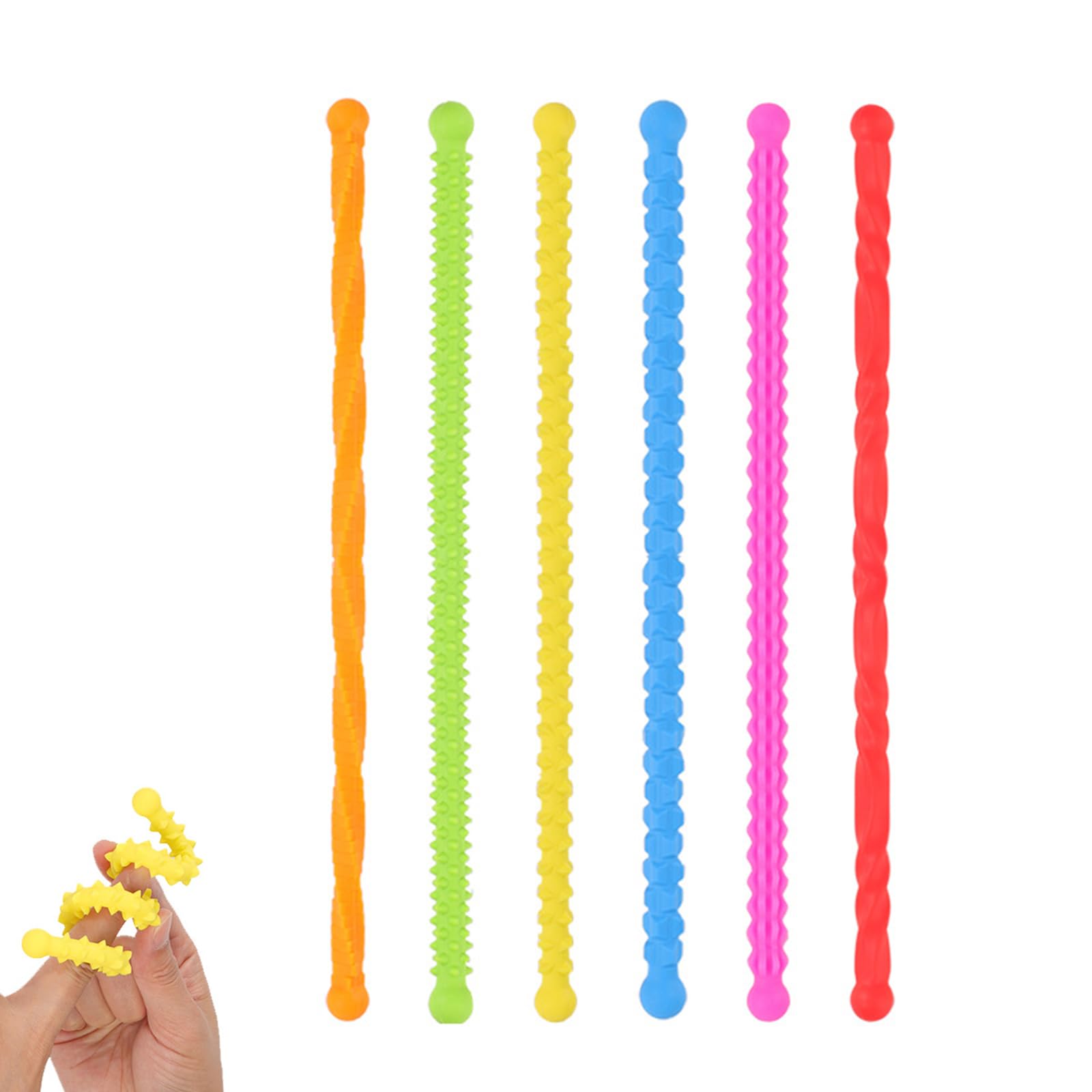 6 Pcs Silicone Sensory Toys for Kids, Stick Sensory Toy for Autism, Properly Relieve Anxiety and Stress, Calming Anxiety Relief Sensory Toys for Classroom, Home and Travel