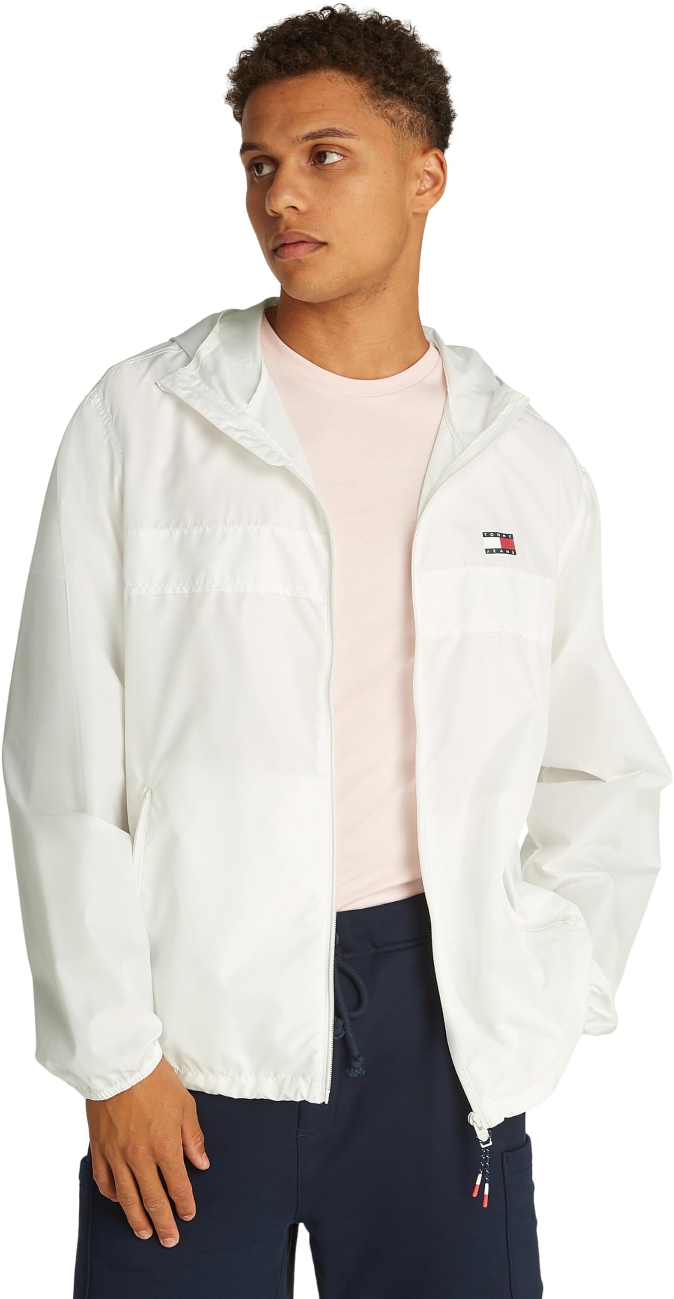 Tommy Jeans Men TJM LW CHICAGO JACKET EXT Windbreaker Jacket, White, 3XL