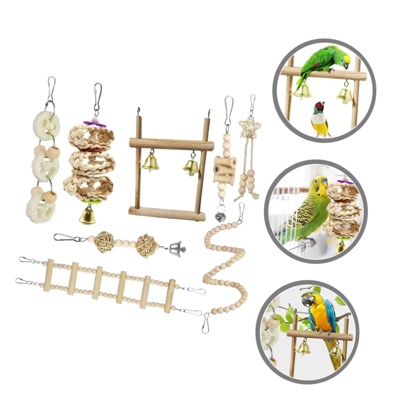 Yardwe 2juegos Juguete para Aves Escalera De Madera para Periquitos para Masticar y Entrenamiento para Ejercicio y Desarrollo De Habilidades