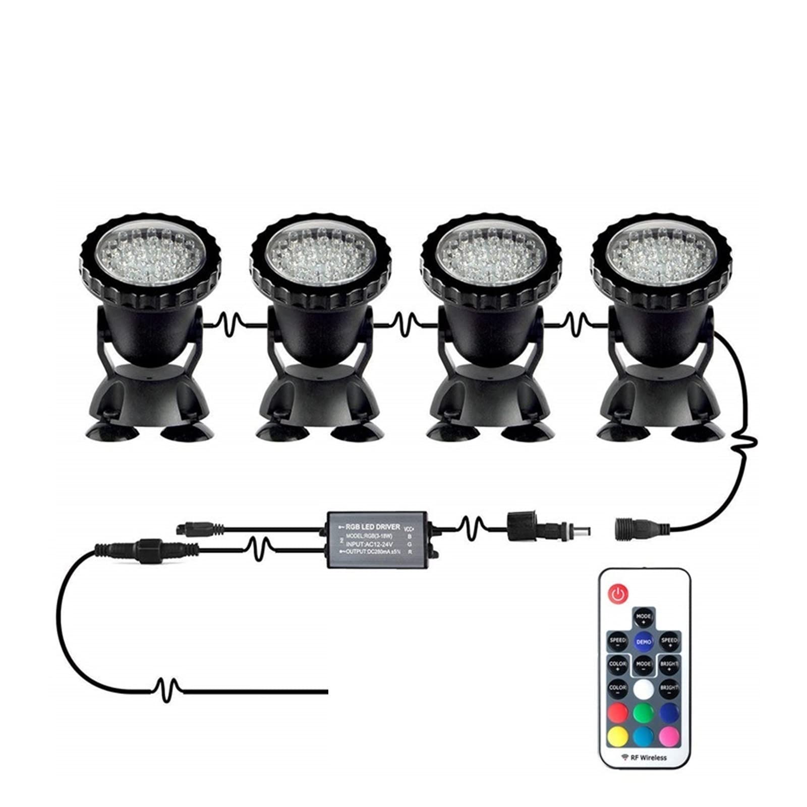 Luces de Piscina Luces subacuáticas LED RGB IP68, lámpara Impermeable for Acuario, Foco de Paisaje for Piscina, Tanque, Fuente, Estanque, jardín de Agua (Color : 1 Set 4 lignt)