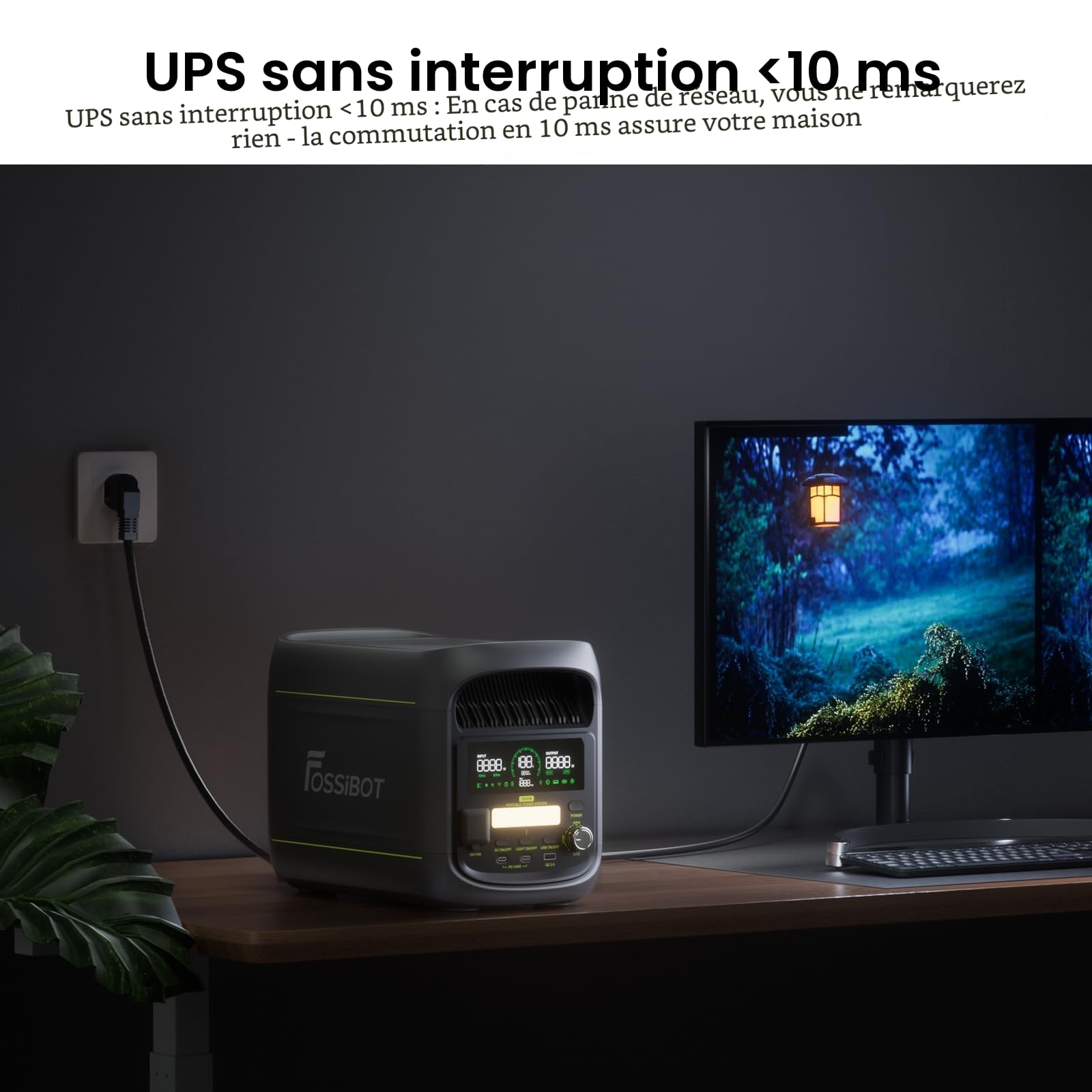 FOSSIBOT F1800 Générateur Électrique Portable 1800W, Générateur Solaire LiFePO4 1024Wh, 100W USB-C, Charge Rapide 0-80% en 45 Minutes, pour le Camping, Voyages et l'utilisation à la Maison