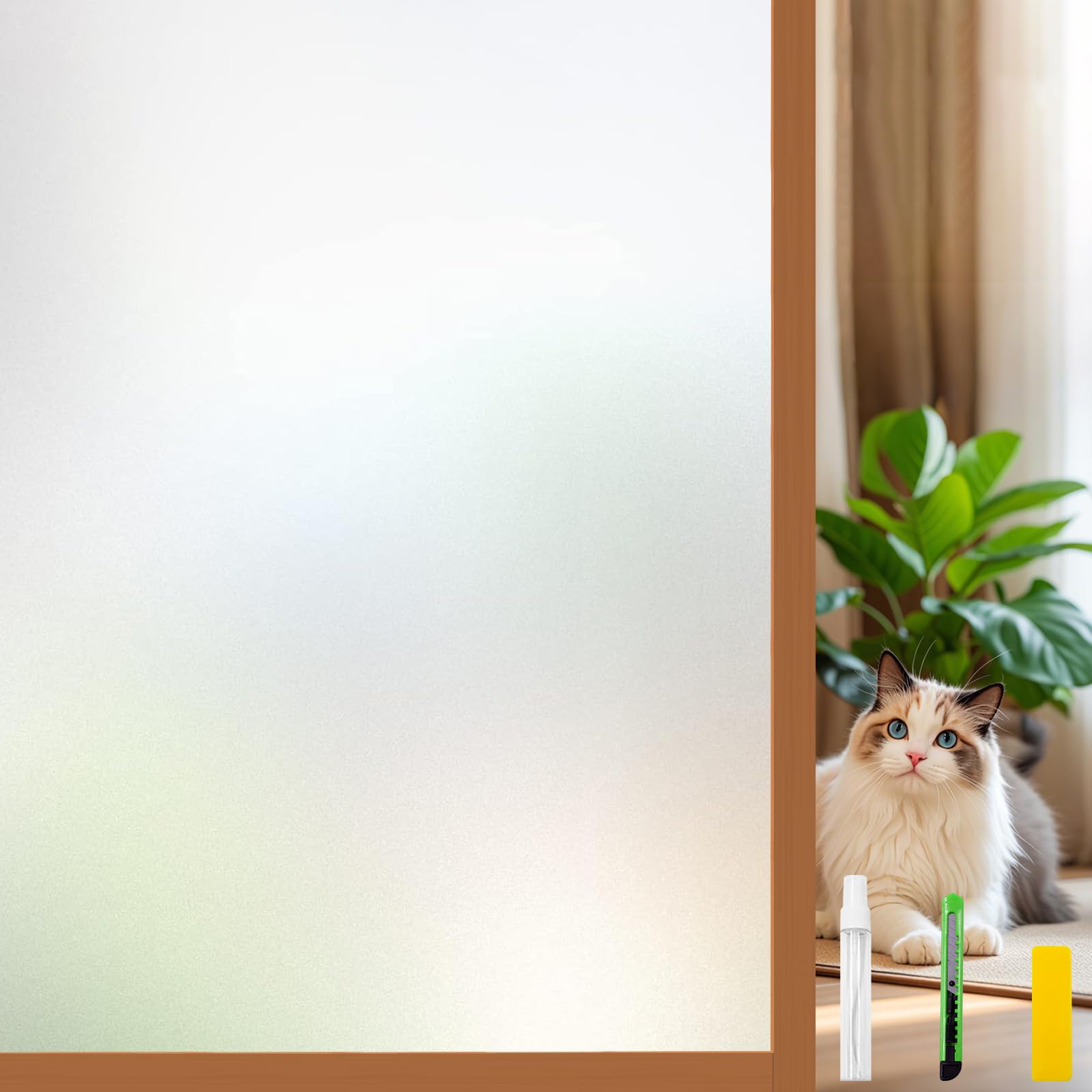 COUNTEWOL Window Privacy Film Frosted Glass Window Film Heat Blocking Window Tinting Film for Home Non Adhesive Static Cling Removable Frosting