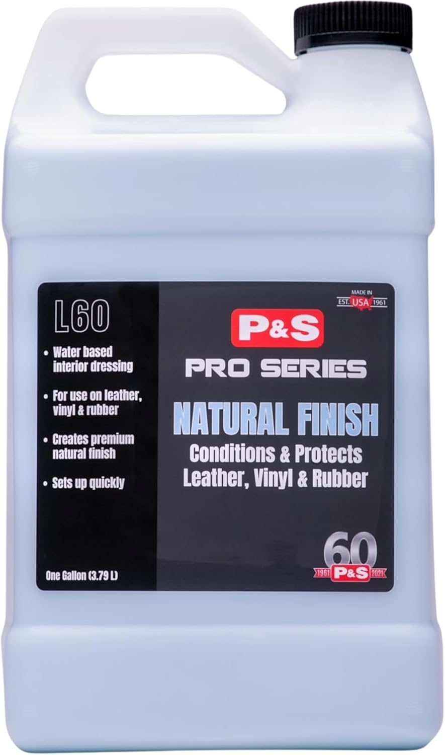 P & S PROFESSIONAL DETAIL PRODUCTS P&S Natural Finish Dressing – Low Gloss Interior & Exterior Vinyl and Rubber Protectant with UV Protection, Conditions, Preserves & Deodorizes – 1 Gallon