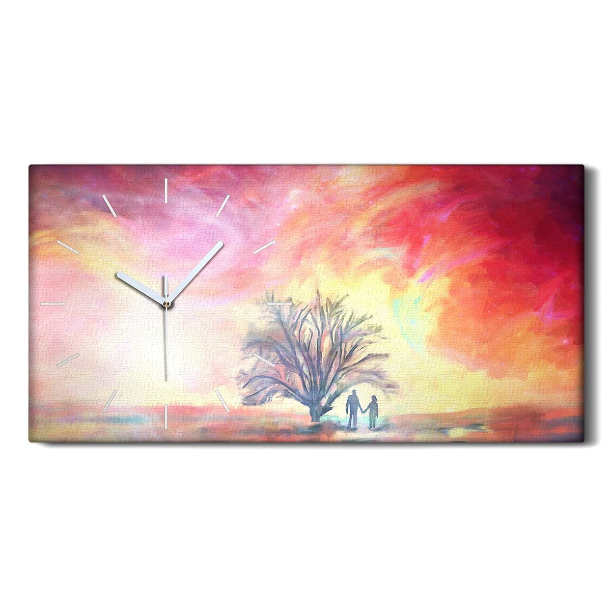 Horloge silencieuse sur toile Coloray 60x30cm au design coloré sans tic-tac pour salon