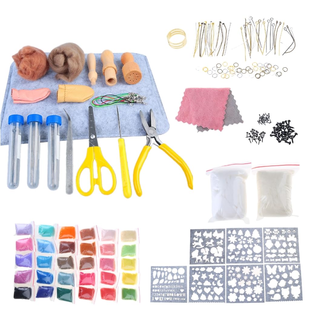 Kits de fieltro de aguja para principiantes y adultos, kits de inicio de fieltro con bolsa de almacenamiento
