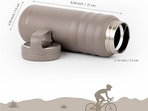 Miniatura 4 de GRANDTIES 2 tapas - Botellas de agua deportivas de acero inoxidable, boca ancha aislada al vacío, reutilizables, a prueba de fugas, sin BPA,