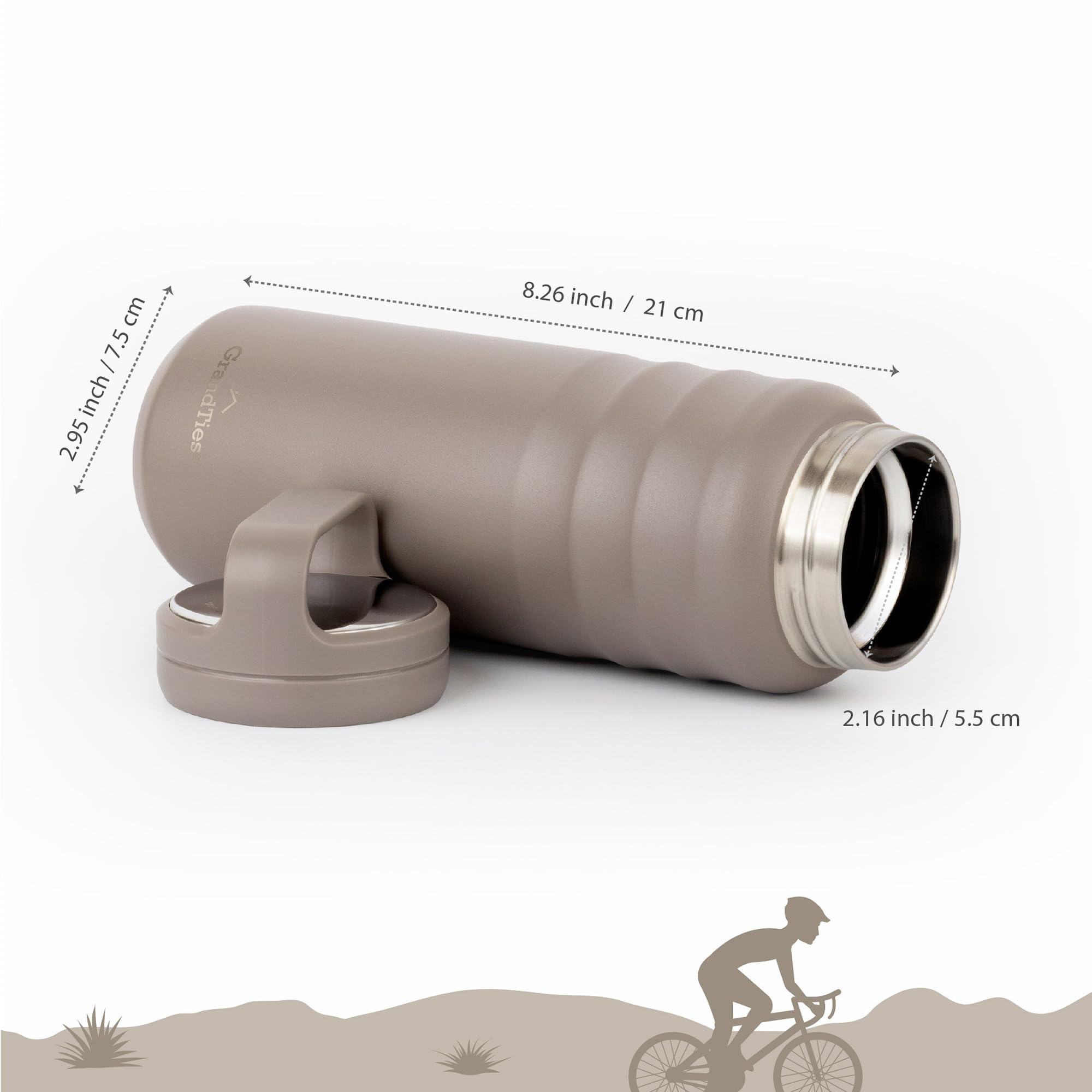 GRANDTIES 2 Lids Sports Stainless Steel Water Bottles - Image 4