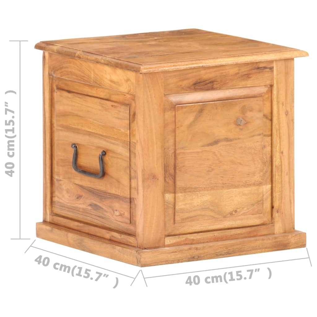 Générique Cassapanca in legno massello di acacia 40 x 40 cm, scatola portaoggetti con maniglie laterali, piano piatto utilizzabile come comodino, decorativo per interni