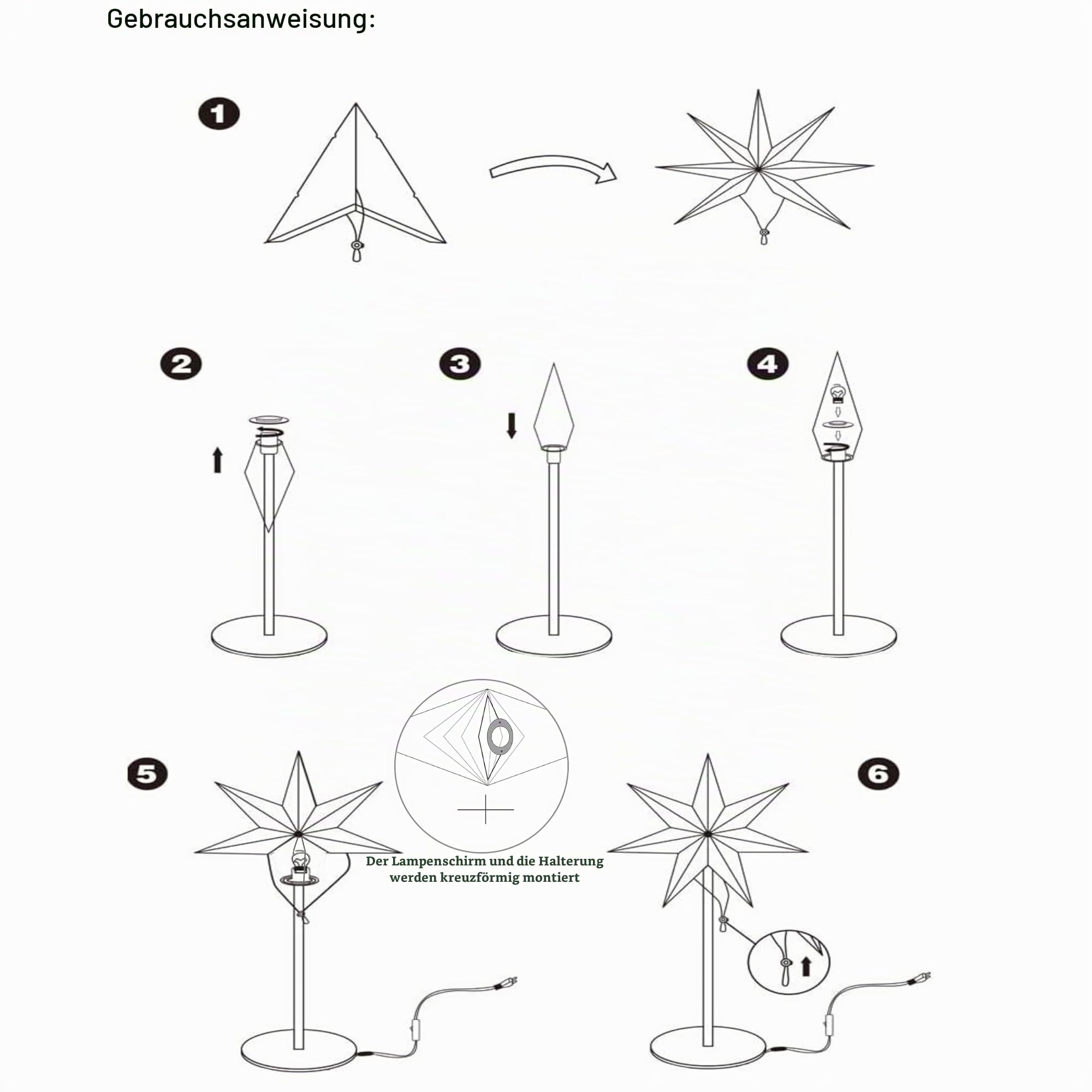 Stehender Weihnachtsstern Beleuchtet - LED Papierstern Weihnachten Tischlampe für Weihnachtsdeko Innen Fenster， Leuchtsterne Deko, Weihnachtsbeleuchtung Lichterkette