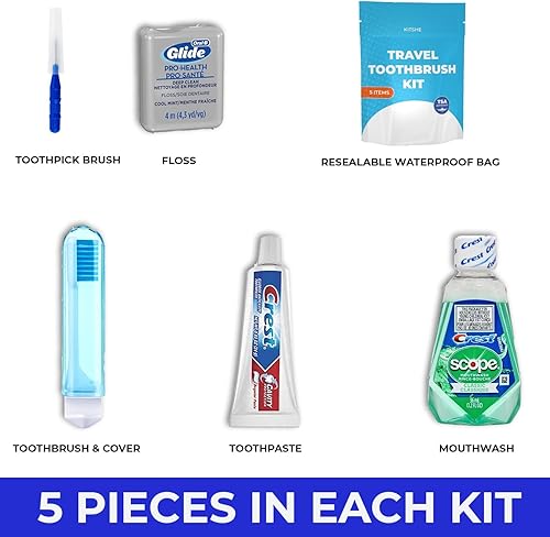 Miniatura 2 de Juego de cepillos de dientes de viaje prémium  Cepillo de dientes de viaje aprobado por la TSA, hilo dental, enjuague bucal, limpiador de dientes y