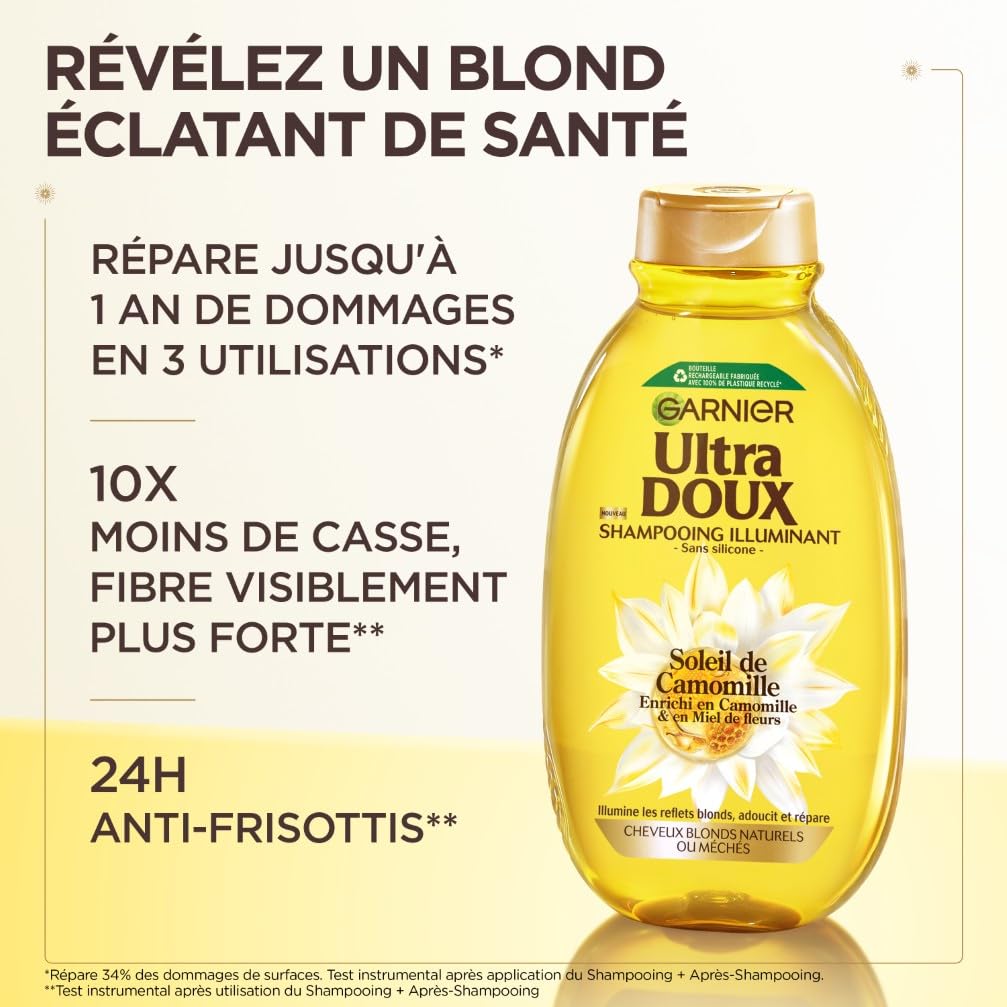 Garnier Ultra Doux Soleil de Camomille Shampooing Illuminant 400ml - Homme & Femme
