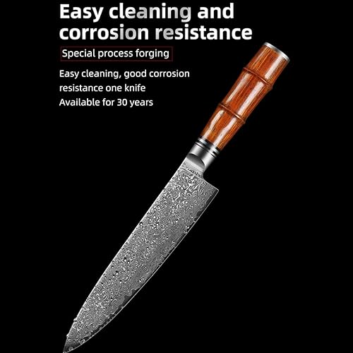 Miniatura 6 de Damasco - Juego de cuchillos de cocina de 7 piezas, cuchillo de chef de damasco, cuchillos de cocina profesionales, núcleo de acero VG-10, mango de