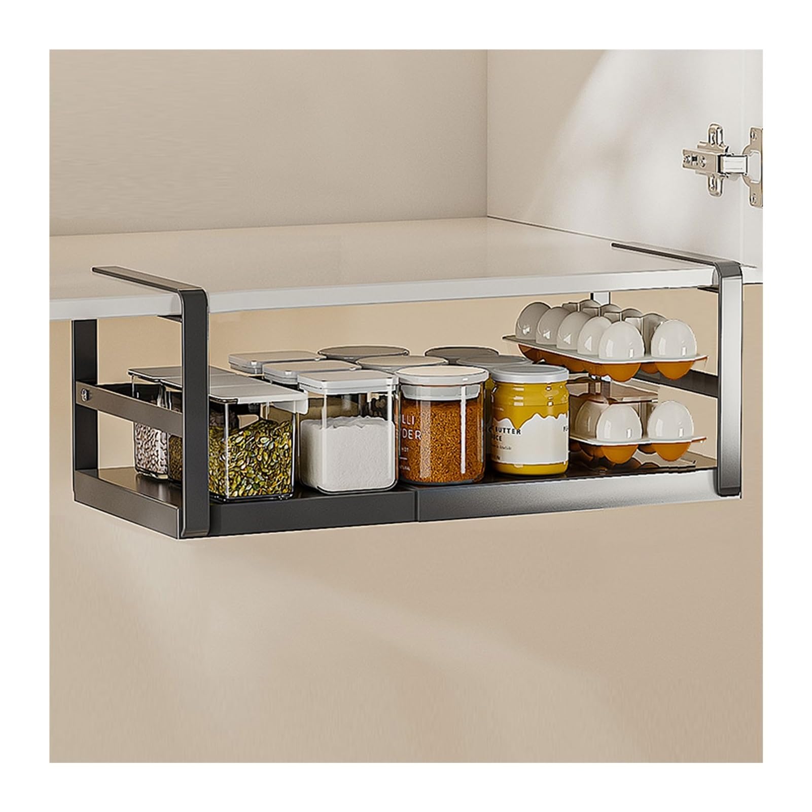 Mensola in metallo da appendere per armadio da cucina, armadio, ripiano inferiore per ufficio, bagno, armadio organizer cestino per appendere oggetti.
