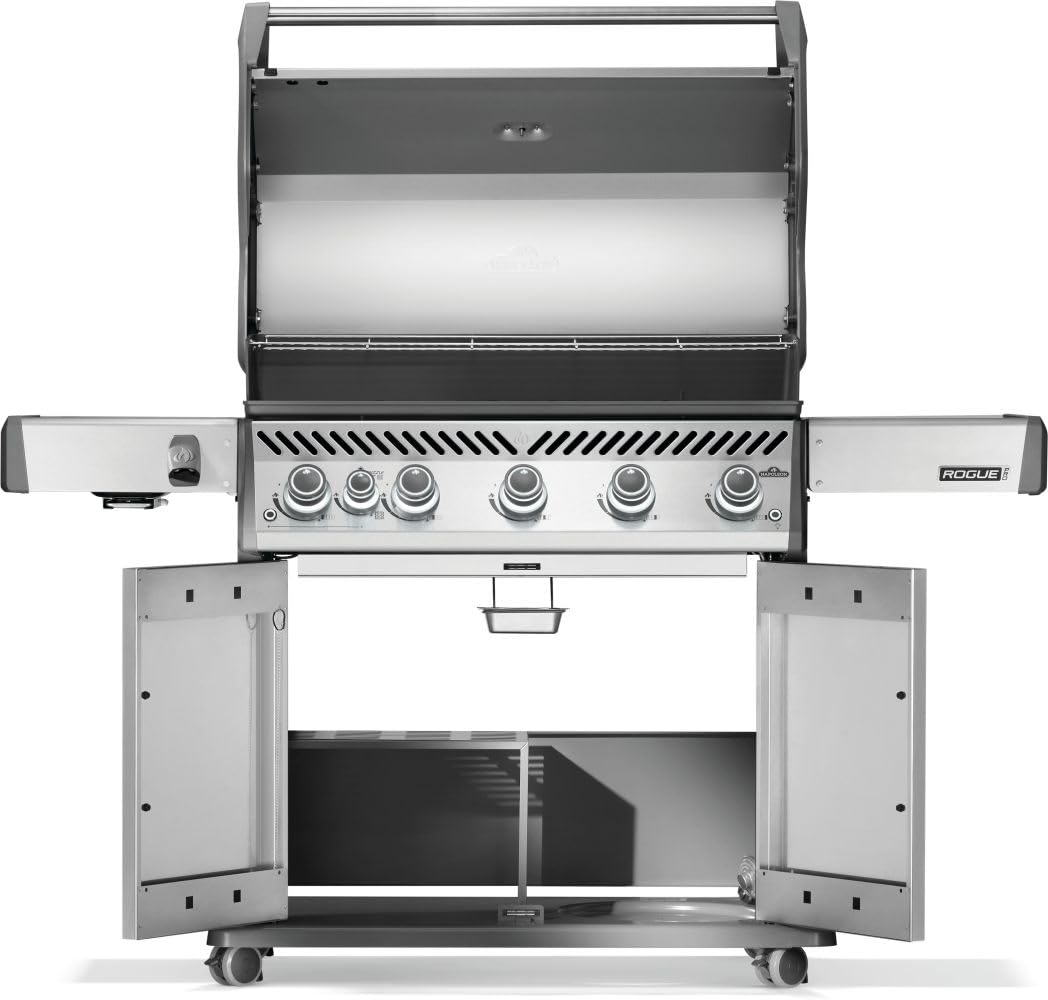 Condition photo showing New/Like New for napoleon rogue pro 625 natural gas grill with infrared side burner, stainless steel, durable 6-burner bbq (pre-assembled. see photos.)