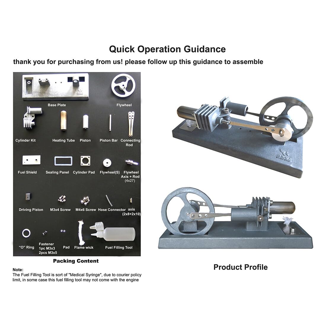 Stirlingmotor-Bausatz aus Metall, komplett zerlegbar