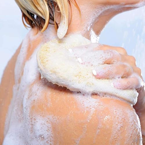 Miniatura 6 de Coimoon Set (fabricado en Europa) almohadillas faciales de lufa orgánicas exfoliantes y esponja de ducha con piedra pómez natural, lufa, esponja