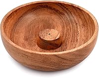 Samhita Acacia Wood Round Incense Holder Burner - 5x5 Inch Ash Catcher for Meditation Yoga Home Decor