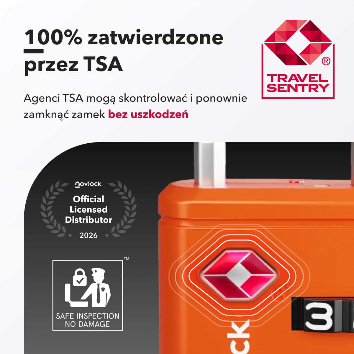 Kłódki TSA ze Wskaźnikiem Otwarcia – Szyfrowe Zamki do Walizek, Plecaków, Bagażu i Szafek – Zamki Podróżne z Elastyczną Stalową Linką, Zestaw 2 Pomarańczowe
