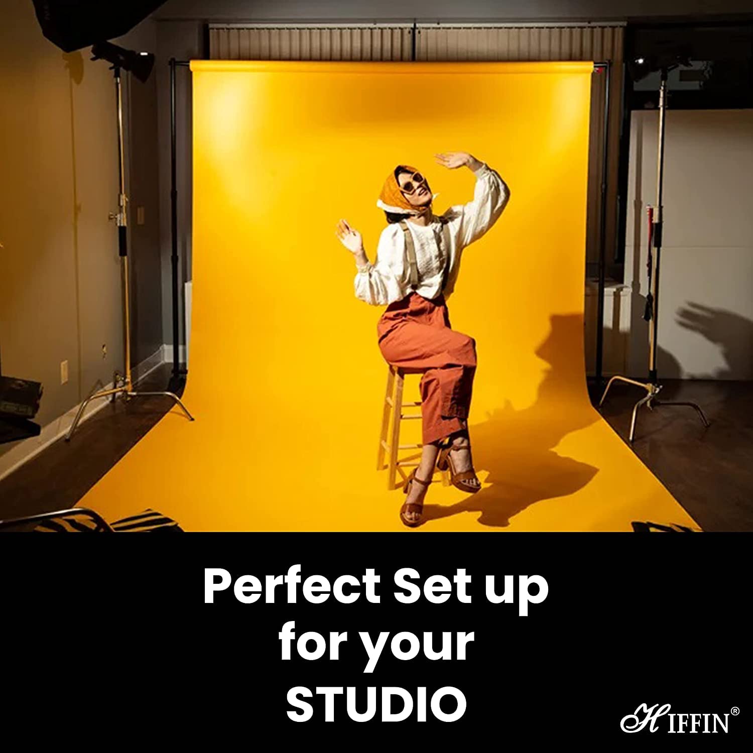 HIFFIN 6x9 Ft,Yellow Professional Backdrop for Background Photography Background Stand for Photo Light Studio Accurate Size 6x9 Ft 2