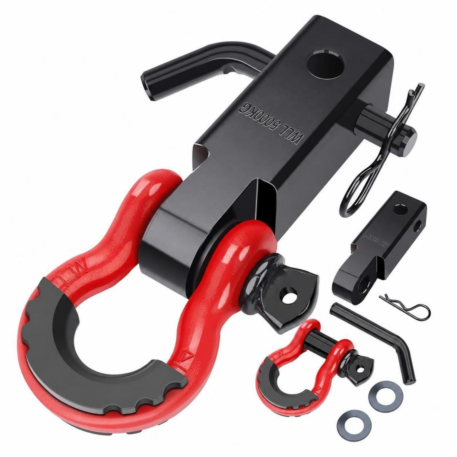 Harilla Receptor Enganche con Grillete Seguro, Compacto, Receptor 2 Pulgadas con Bloqueo, Rojo