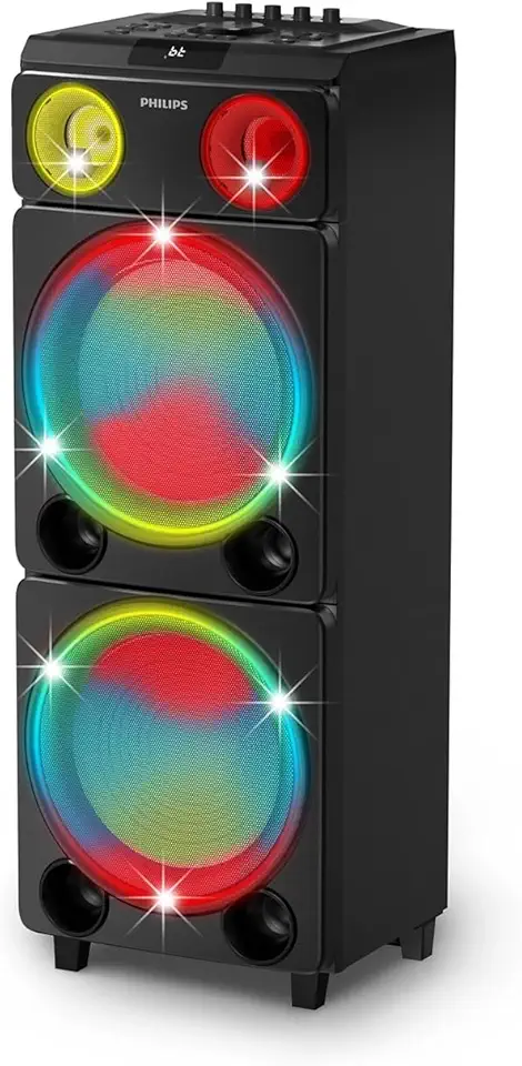 Caixa de Som Bluetooth para Festas, 2400W, Philips TAX5509/78, Resposta de Frequência 20Hz-20kHz, Som Estéreo 2.0, 100-240V, Torre, RGB Dinâmico