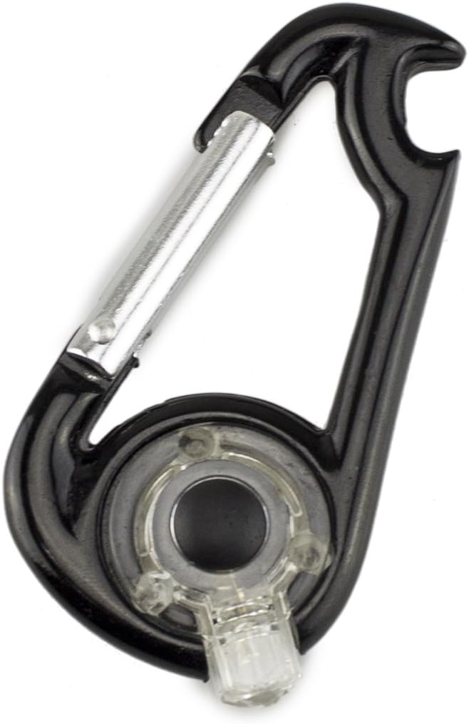 Portable Aluminum Mini Bottle Opener Carabiner with Led Flashlight 3 in 1 Key Ring Keychain, Black