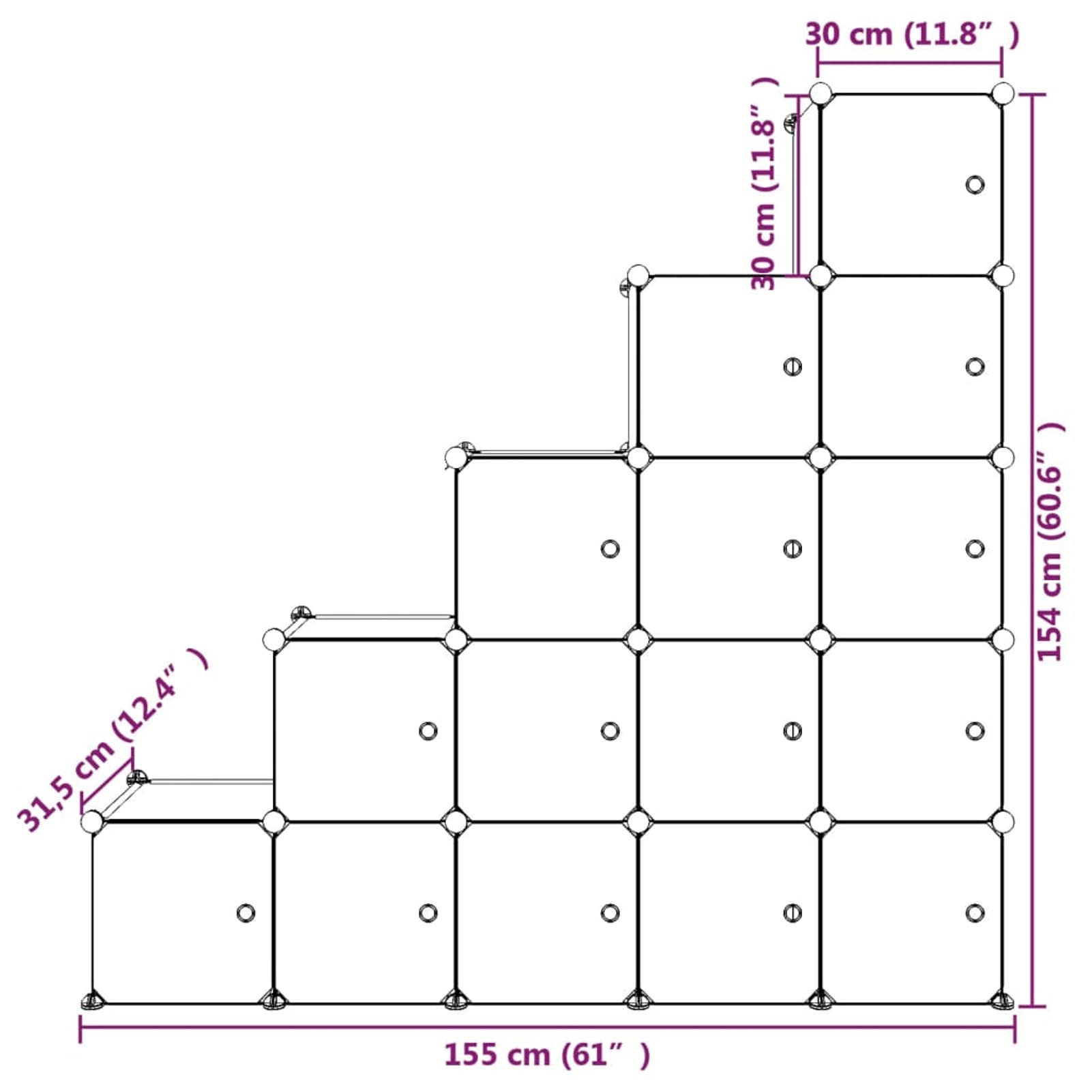 Gecheer Estantería Modular Infantil Organizador para Niños, Estantería de Plástico, Armario Modular con Puertas para Ropa, Zapatos, Juguetes con 15 Compartimentos Blanco