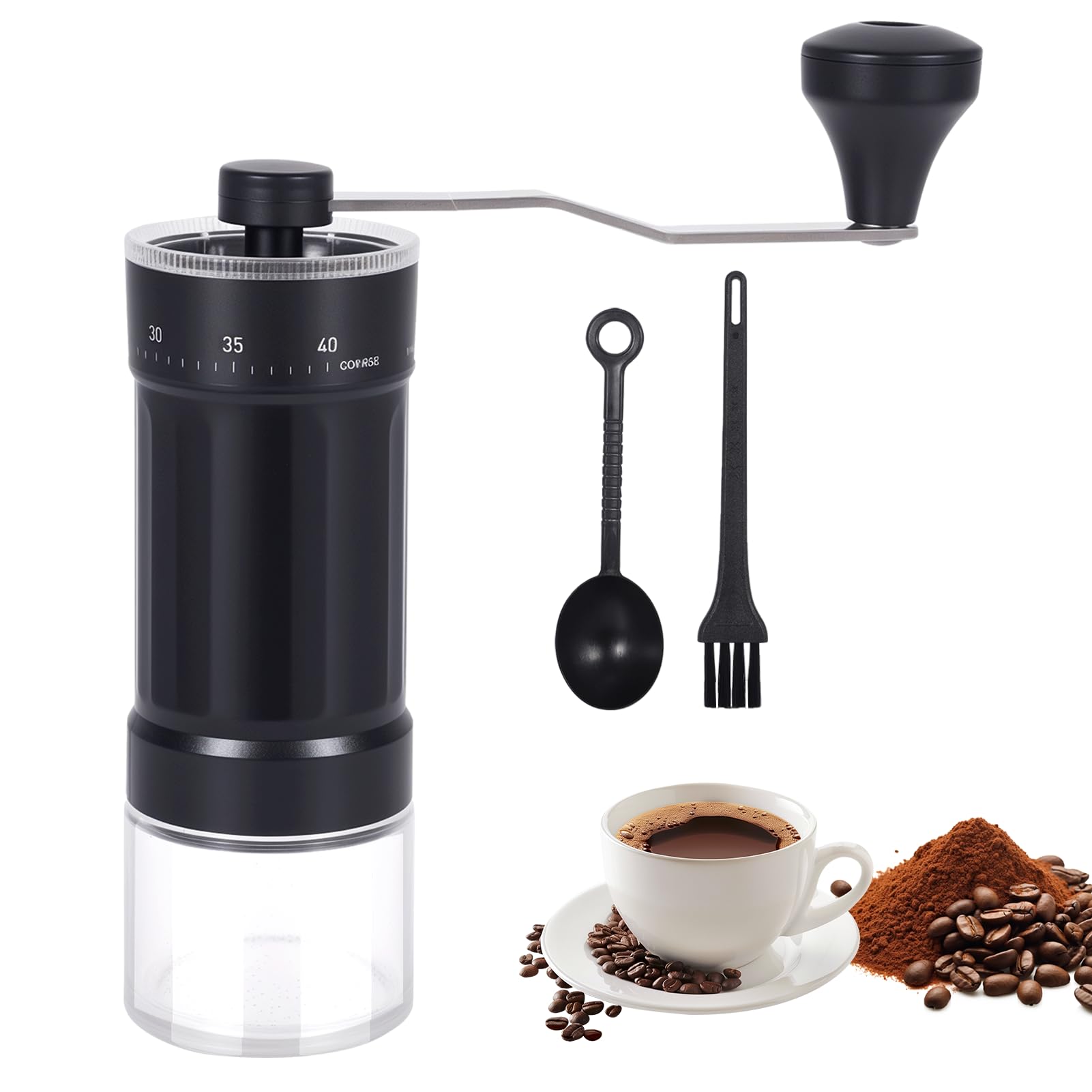 Manual Coffee Grinder, Coffee Grinder with 40 Adjustable Settings, Portable Coffee Grinder, Coffee Grinder for Travel, Camping, Office, Coffee Mill for Espresso, Moka, French Press