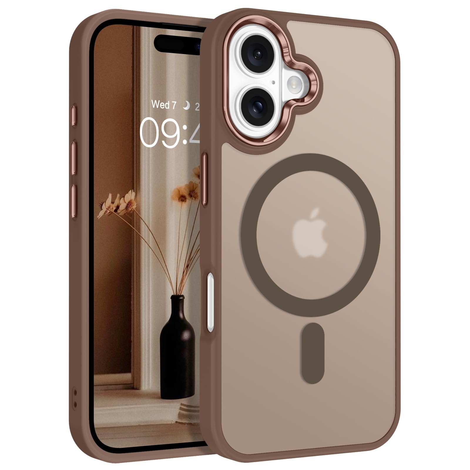 BENTOBEN Compatible with iPhone 16 Case, Magnetic iPhone 16 Case [Compatible with Magsafe] Translucent Matte Phone Case iPhone 16 Slim Fit Shockproof Women Men Protective Cover, Desert Titanium