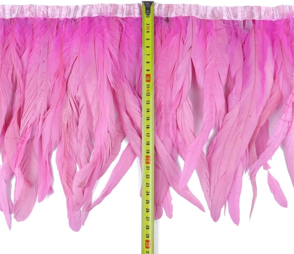 Rooster Tail Feather Trim 25-30 Cm Chicken Feather Ribbon Trimming Strung Dress Skirt Costume Decoration Pnnrk 10Yards