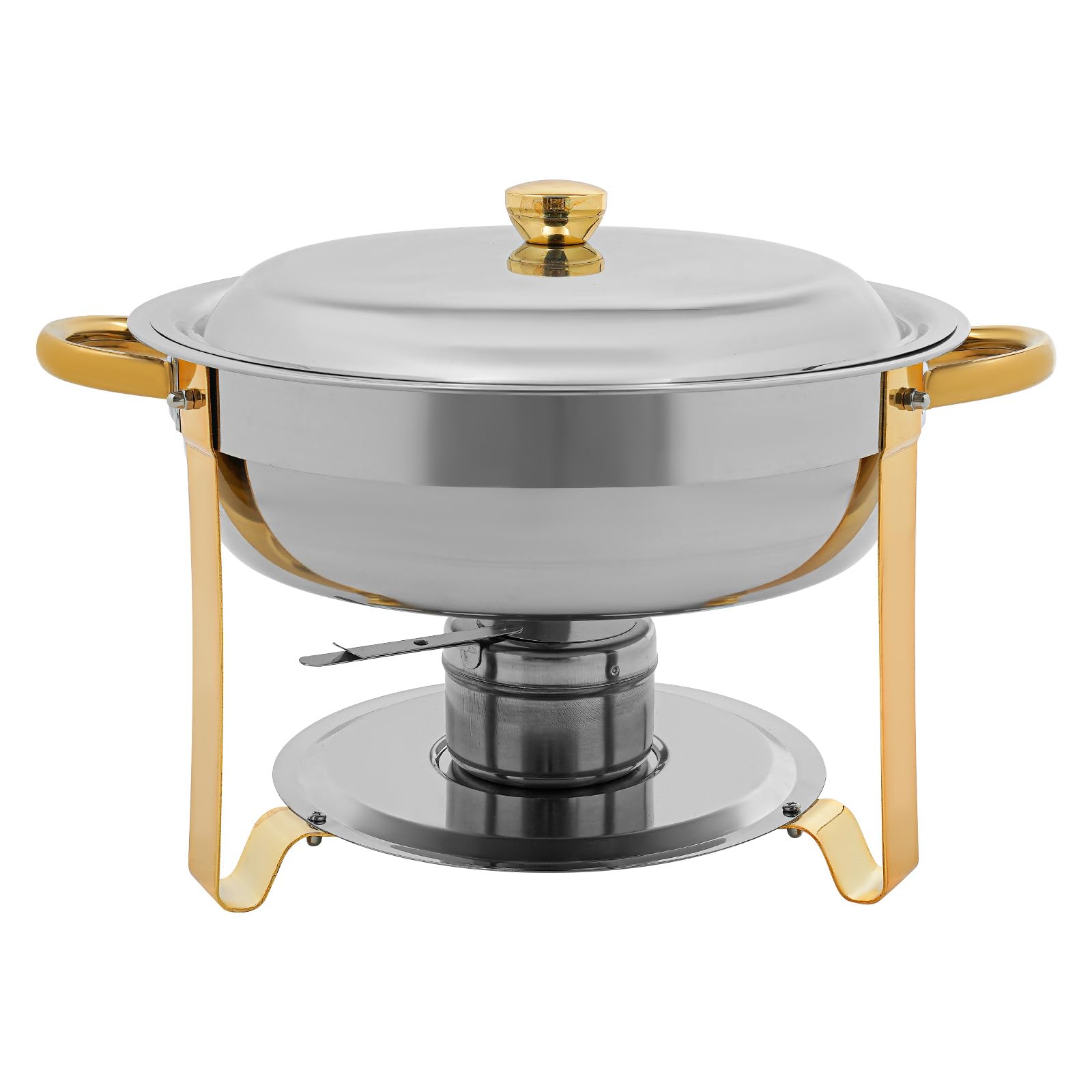 Chafing Dish Buffet Set da 2/4 pezzi, 4,5 l, rotondi, in acciaio inox, per ristoranti, buffet, feste, scuole (argento + oro, 4 pezzi)