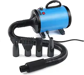 Soprador Secador Para Pets - Secador Profissional 3800W com 4 Bicos, Ajuste Contínuo de Velocidade (50-120 m/s) e Temperatura (35-65°C), Ideal para Tosa de Cães, Gatos em Salões e Casa(Azul, 220V)