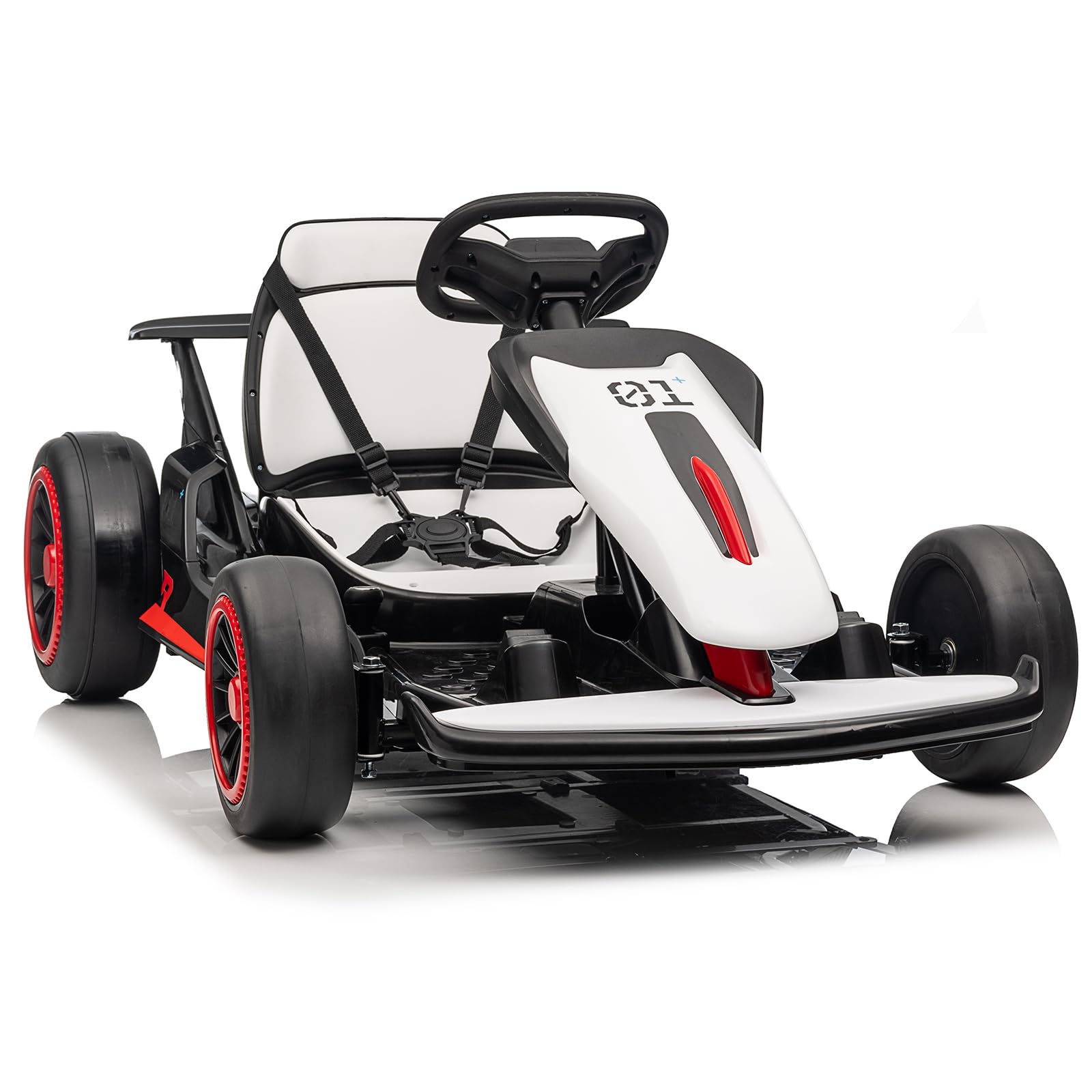 Kids Go Kart, Ride On Drift Kart with Dual 200W Motors, 24V Battery Powered Electric Drift Car, Outdoor 2-Speed Ride On Racing Toy for Boys Girls 6+, 8.1 Mph Max Speed, White