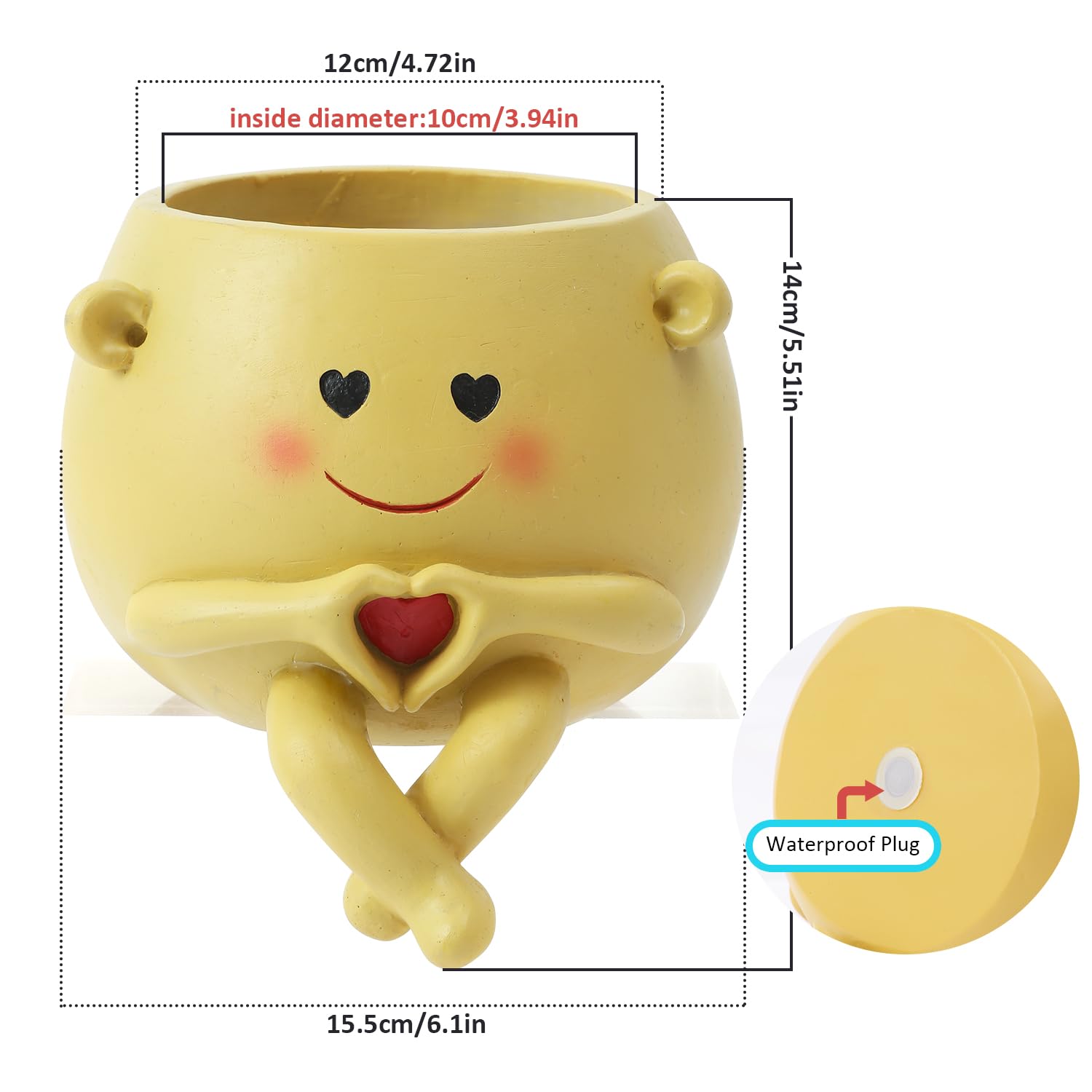 Amazon.com : Lovely Ran Large Smile Face Planter Pot with  display picture 2