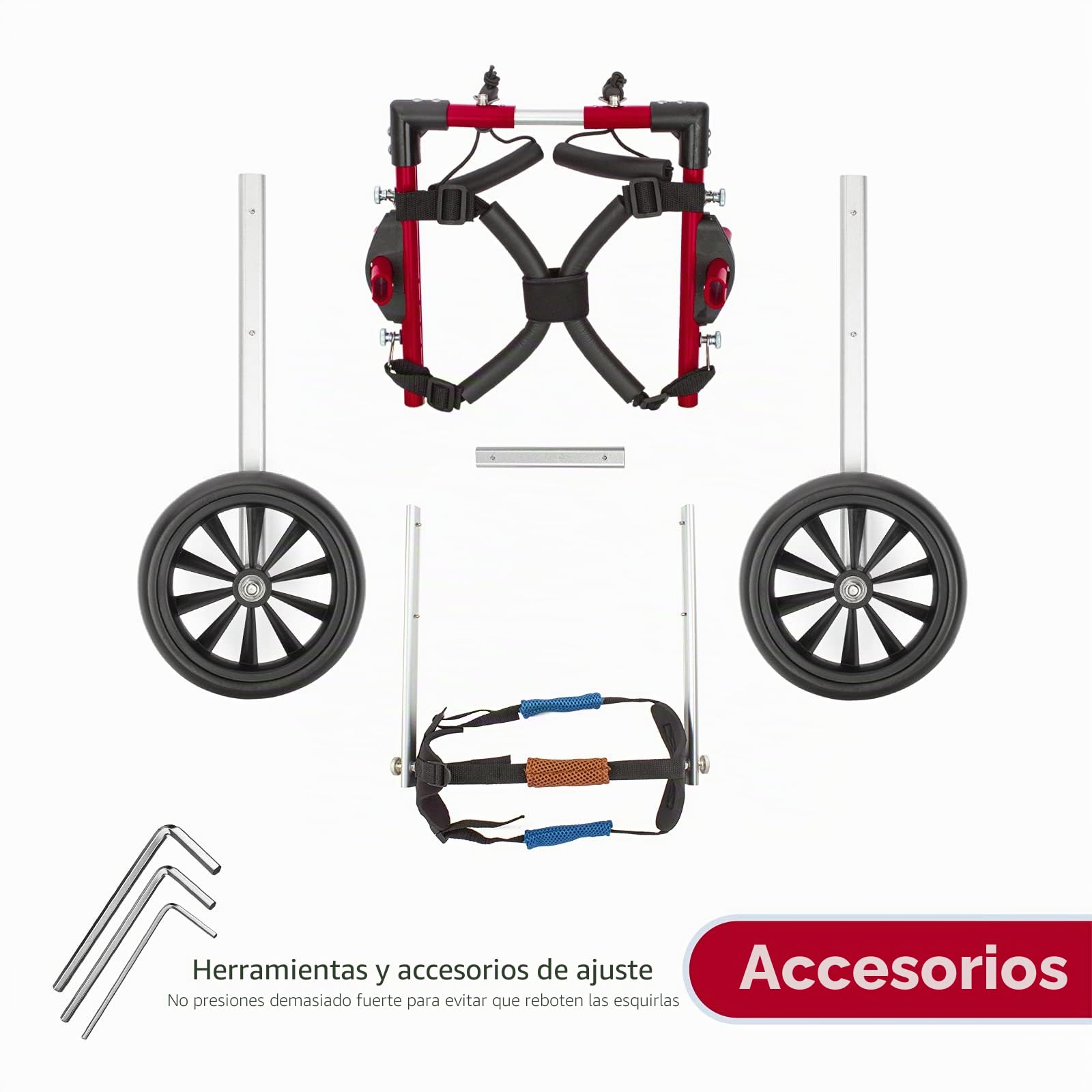 Silla de ruedas para perro, silla de ruedas mediana para mascotas, silla de ruedas con arnés de movilidad para perros, silla de ruedas ajustable para rehabilitación de patas traseras