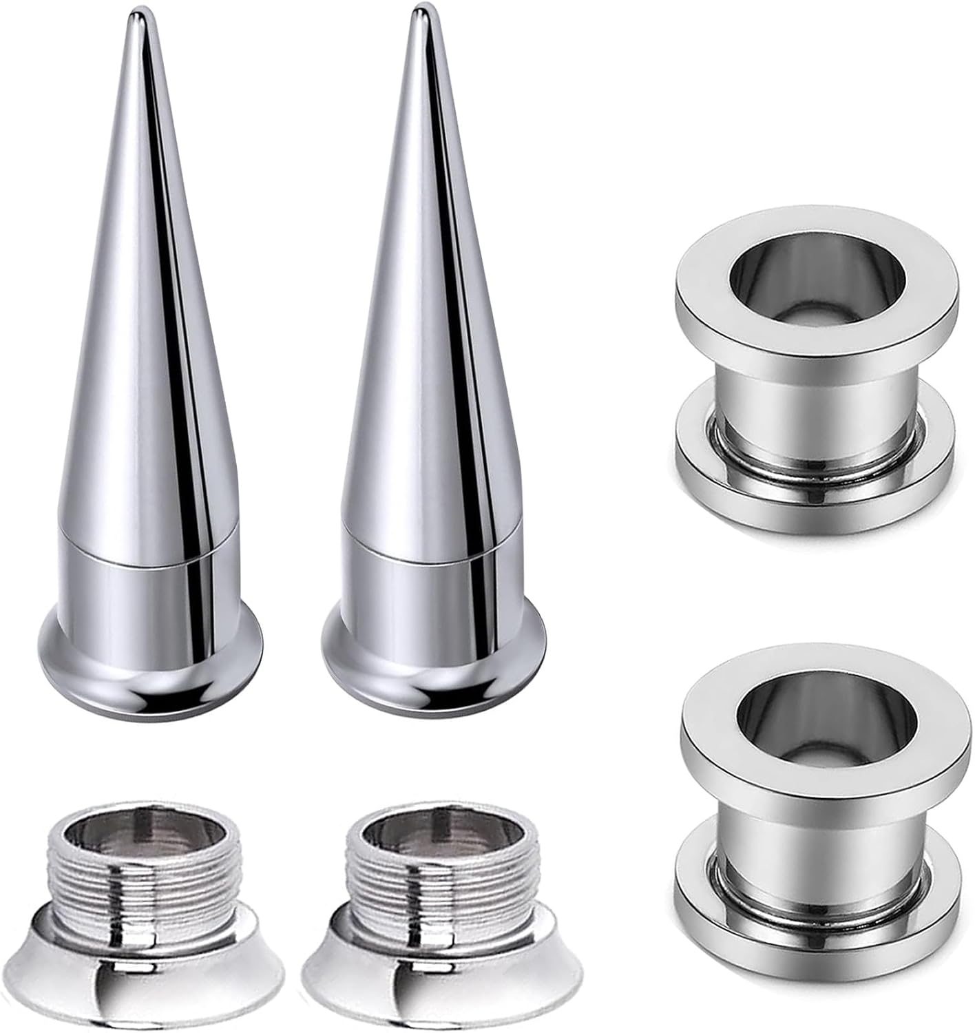Astm F136 Titanium Ear Gauges Unisex 2 in 1 Internally Screw Fit Interchangeable Taper Plug Piercing Ear Tunnel Stretcher Expander 6G 4G 2G 0G 00G Gauge For Ear Piercing Jewelry For Women Men